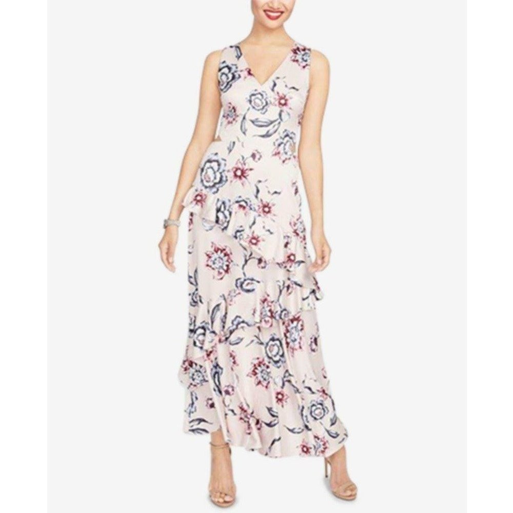 Rachel Rachel Roy Vintage-Inspired Floral Print Ruffled Maxi Dress Pink Size 0